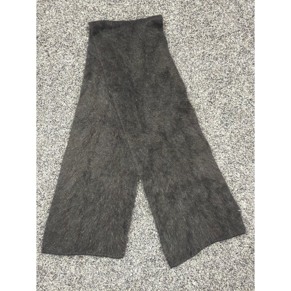 Scarf Unisex OS Black Fuzzy Mohair Knit Long Winter Warm Soft
